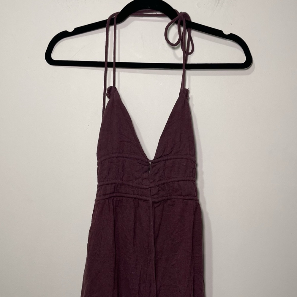 Free People Deep Purple “Whatever you want” boho tassle wide leg jumpsuit in S - Picture 3 of 10